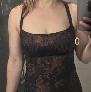 Park & Fifth Brown Floral Midi Dress